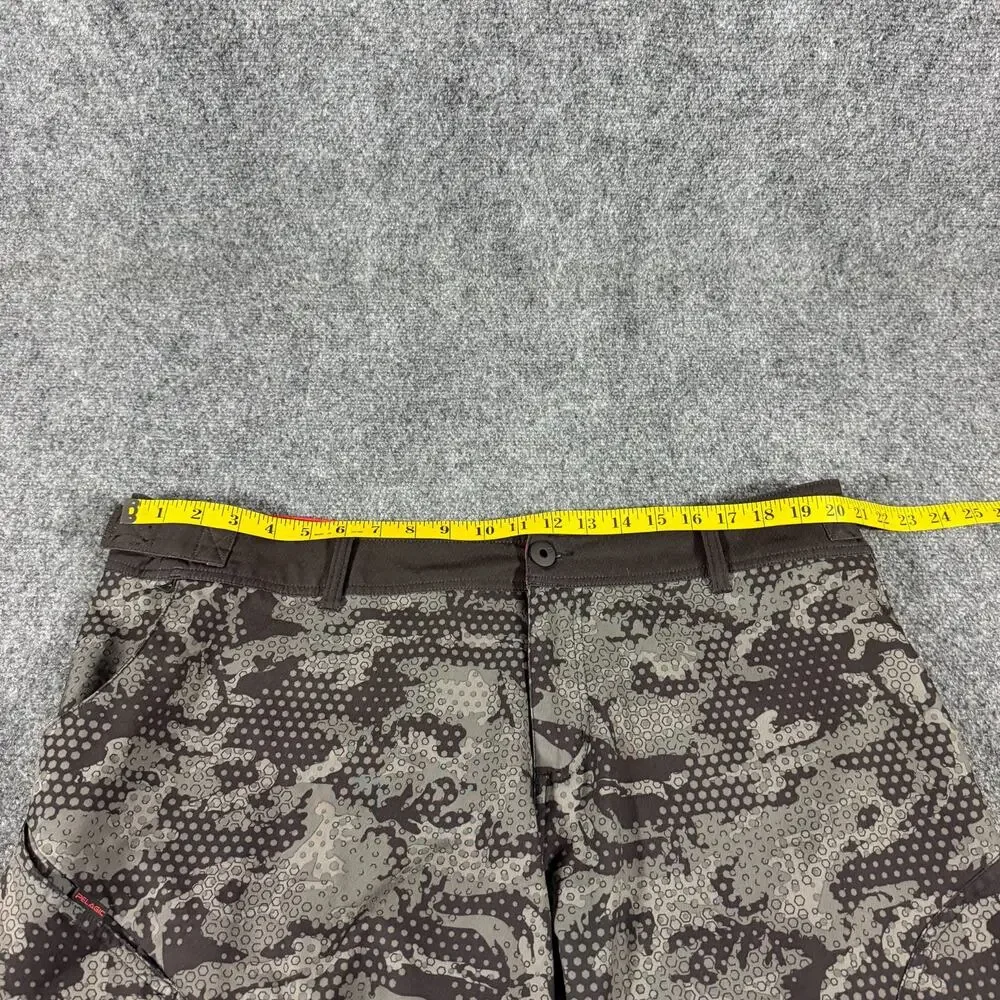 Pelagic Sharkskin Pro Fishing Shorts Mens 40 Black Gray Camo Performance